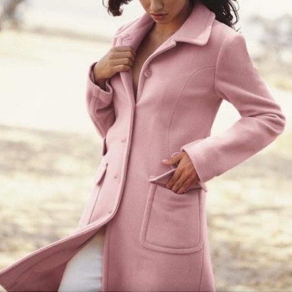 Moda International Pink Wool Winter Coat With Pockets. Size 14